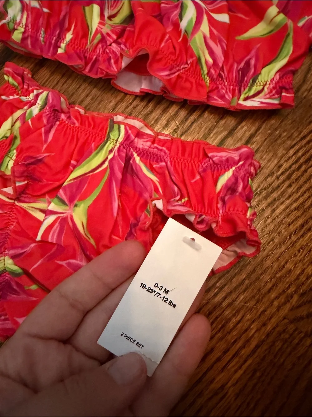 Old Navy Baby Girls' Pink Floral Ruffle Bikini Set - 0-3 months